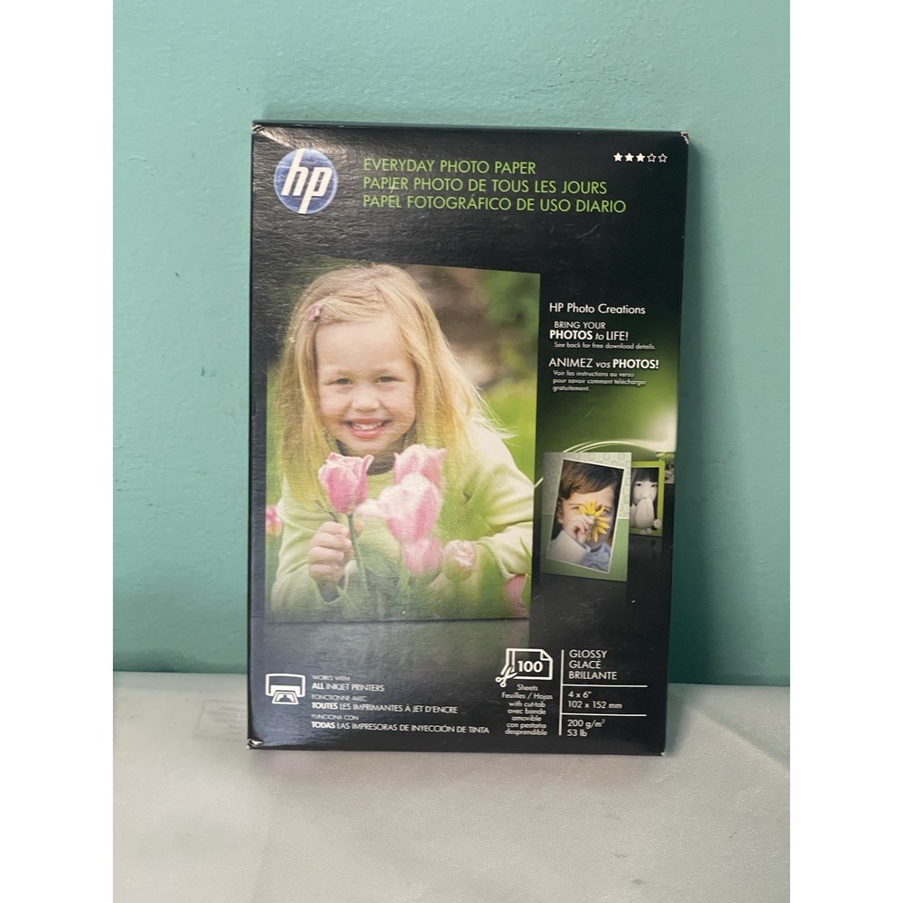 HP Everyday Photo Paper 100 Sheets 4x6 Glossy Sealed‎ Package Inkjet HP BinR